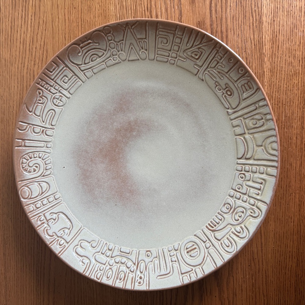 Frankoma Pottery Mayan Aztec 7FC‎ Chop Plate Platter 15 Inch Desert Sand Glaze
